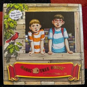 Magic Tree House book series from 1-28 (there are two #13, no 5).